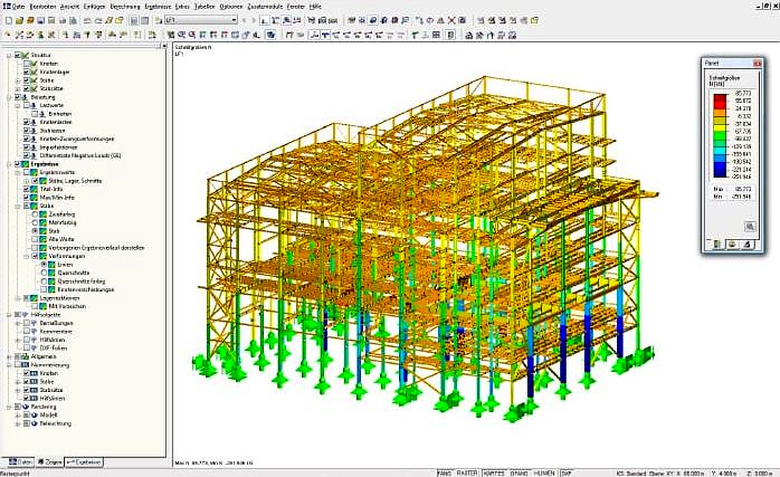 Modèle de calcul de structure (Dlubal RFEM)